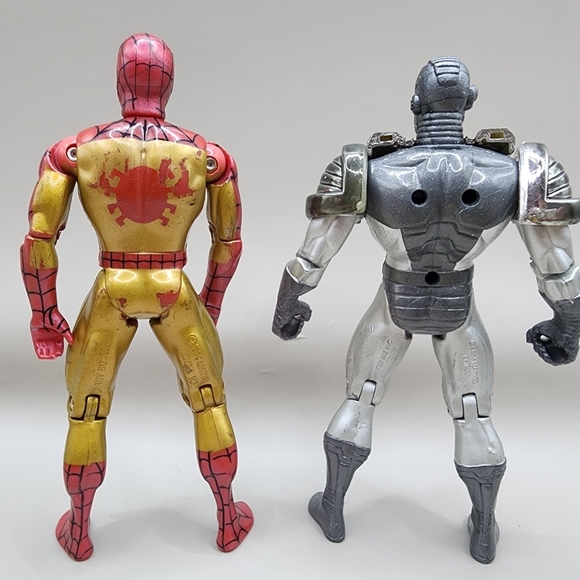 1994 Marvel Spiderman Gold & Red Web Runner Iron Man War Machine 5" Figures Lot - Picture 4 of 5